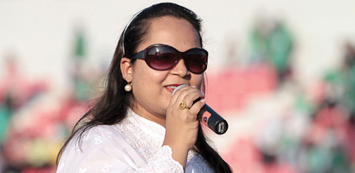 ELECTRIFYING: Sonia Shirsat performing at the Al Arabi Stadium.                                  ELECTRIFYING: Sonia Shirsat performing at the Al Arab