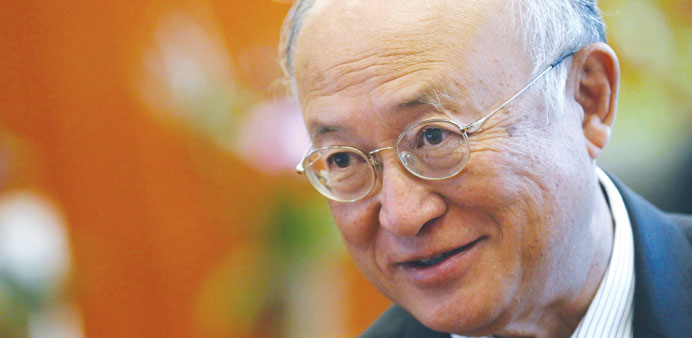Amano talks during an interview with Reuters in Vienna yesterday. 