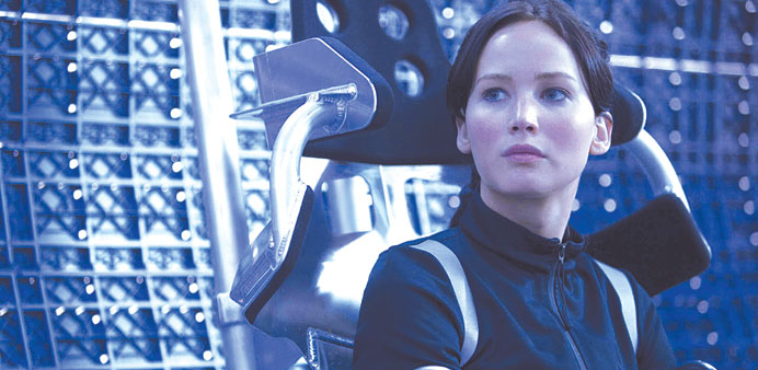 Jennifer Lawrence as Katniss Everdeen.