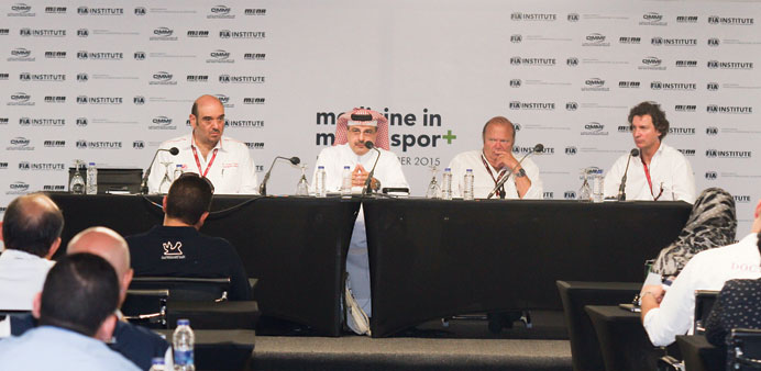 QMMF president and FIA vice president Nasser Khalifa al-Attiyah (centre) attends the Medicine in Motorsport seminar in Doha.