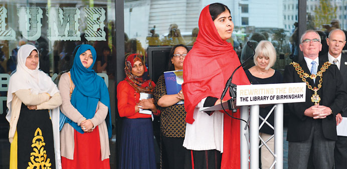 Malala Yousafzai speaks at the inauguration of the Library of Birmingham yesterday.