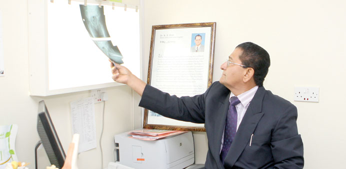 * Dr N S Bhat at his office in Doha Clinic. He was an integral part of the team that established  the department of orthopaedic surgery in the hospita