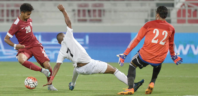 Qataru2019s Akram Afif scores against Jordan in the West Asian Football Federation under-23 Championship.