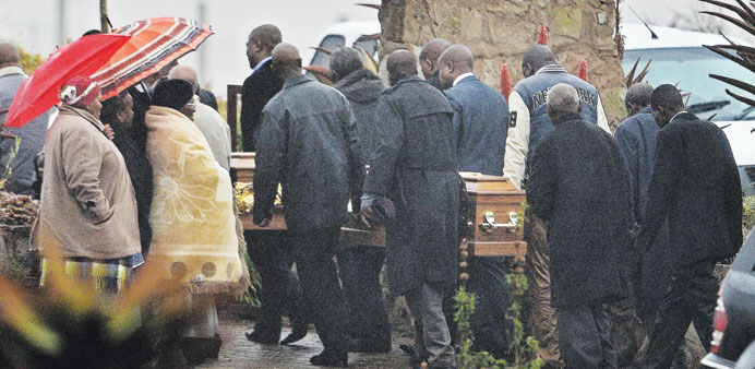 Coffins of Nelson Mandelau2019s children being taken to the former South African presidentu2019s compound in Qunu.