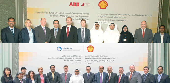    Qatar Shell and ABB Oryx executives during the agreement signing.  Qatar Shell and Manweir executives during the agreement signing.