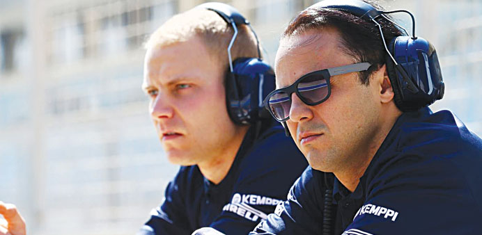  Finlandu2019s Valtteri Bottas (left) and Brazilian Felipe Massa