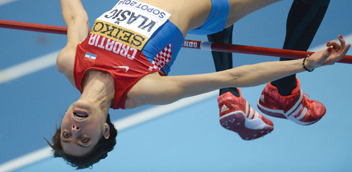 Croatiau2019s Blanka Vlasic competes in the women high jump qualification group A event at the IAAF World Indoor Athletics Championships in the Ergo Arena