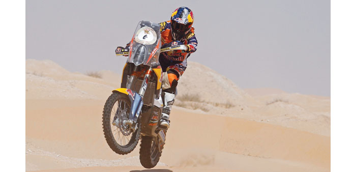 Sam Sunderland on his factory KTM at the recent Abu Dhabi Desert Challenge.