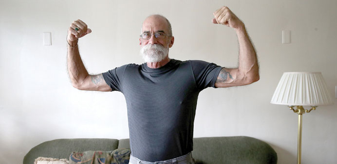 PUTTING ON A BRAVE FACE: Roy Ferguson, 63, who has lived with HIV for 18 years, is pictured at his Brookfield, Illinois.