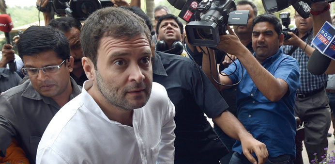 Congress Party vice president Rahul Gandhi arrives at Parliament House yesterday.