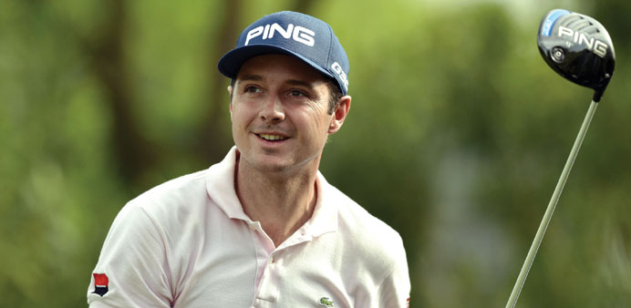 Julien Quesne of France tees off during the second round of the Volvo China Open in Shanghai yesterday.