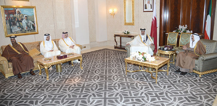 HH the Emir Sheikh Tamim bin Hamad al-Thani and the Emir of Kuwait Sheikh Sabah al-Ahmed al-Jaber al-Sabah held talks here yesterday.