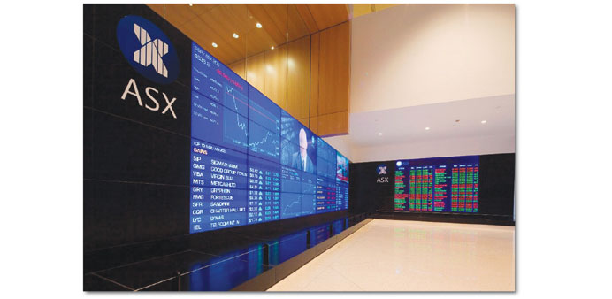 Trading room of the ASX Stock Exchange is seen in Australia. Sydney shares jumped 1.34% at 5,530.30 points yesterday.
