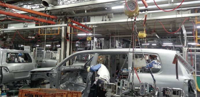  Land Cruisers being assembled at the Toyotau2019s plant in Yoshihara, Nagoya, Japan.