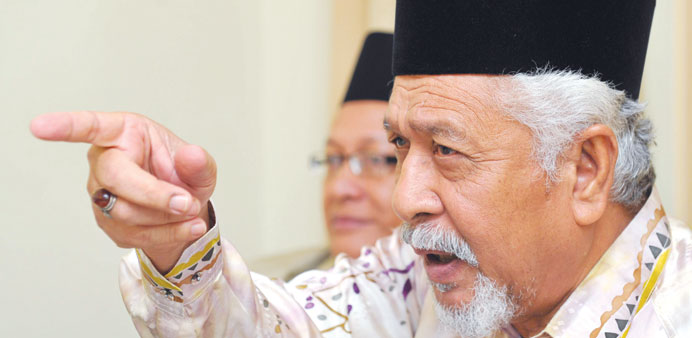 Chief of Malaysian-based National Revolution Front, Hassan Taib  speaks during a press conference in Kuala Lumpur yesterday.