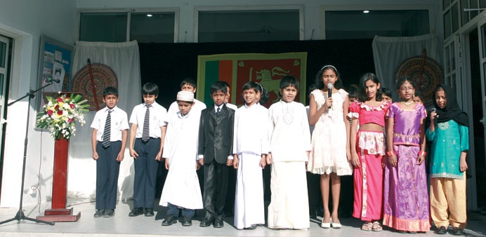 Students performing a song at the event.