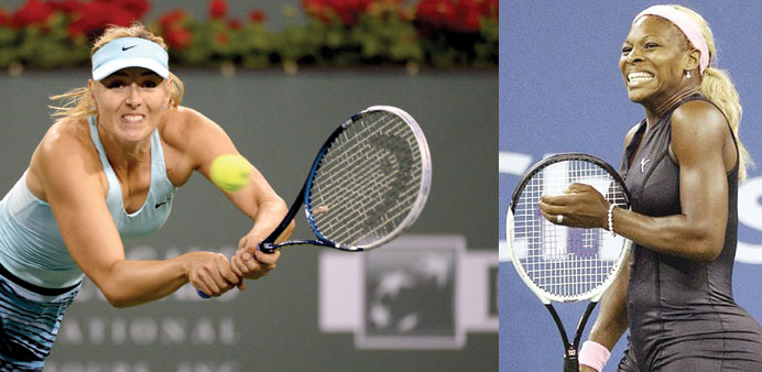 FASHION DETENTE: Maria Sharapova (left) and Serena Williams.