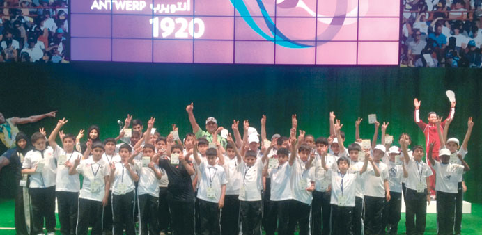 Local school children at Alriwaq during a programme on the Olympic Games organised by the QMA.
