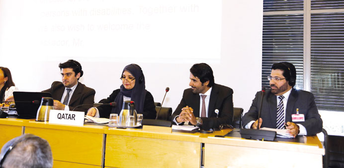 The Qatari delegation at the meeting.