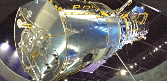 A replica of the Hubble Space Telescope on show at Kennedy Space Center Visitors Centre.