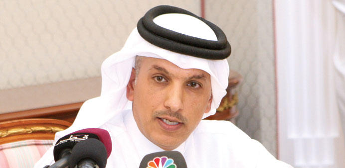 HE al-Emadi speaking to reporters yesterday