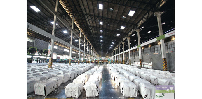 Rubber sheets are seen at a Sri Trang factory in Bangkok. The firm has an annual production capacity of 1.2mn tonnes, exceeding the entire output of N