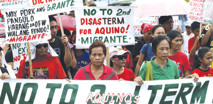 Filipinos take part in a rally to oppose charter change.