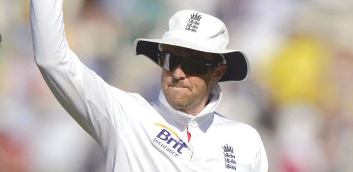 Englandu2019s Graeme Swann leaves the field after taking five wickets during the second Ashes Test at Lordu2019s on Friday. (Reuters)