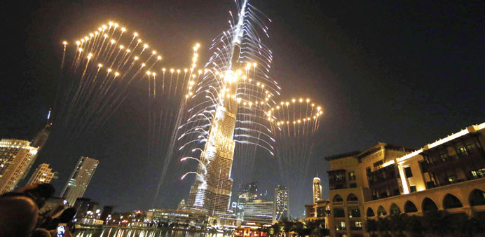 Fireworks illuminate the sky around Burj Khalifa, the worldu2019s tallest tower, yesterday after Dubai was chosen to host the 2020 World Expo.