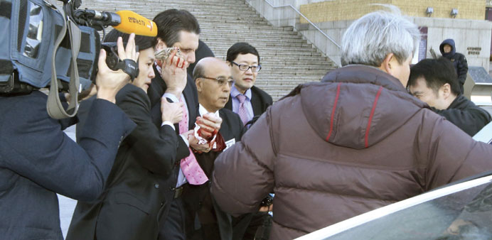 This March 5 picture shows Ambassador Lippert after he was slashed in the face at a public forum in central Seoul.