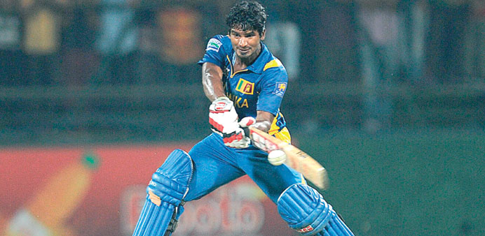 Sri Lankan cricketer Kusal Janith Perera belts the Bangladeshi bowling at The Pallekele International Cricket Stadium in Pallekele yesterday.