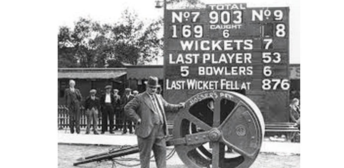  Bosser Martin with his heavy roller at The Oval in 1938.