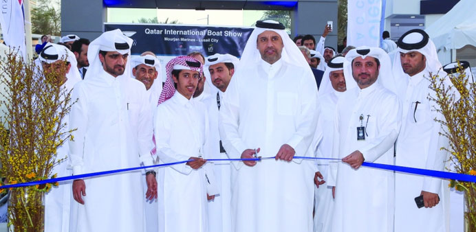 HE the Minister of Economy and Commerce Sheikh Ahmed bin Jassim bin Mohamed al-Thani inaugurating the third edition of the Qatar International Boat Sh