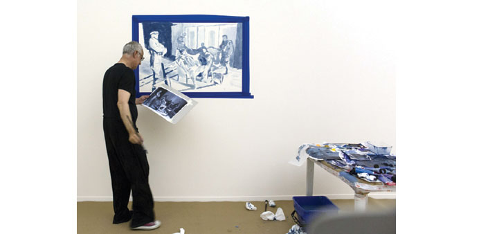 Belgian artist Tuymans  working at the Qatar Museums Gallery Al Riwaq. 