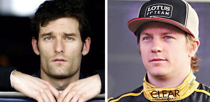 KEPT OUT: Webber and Raikkonen