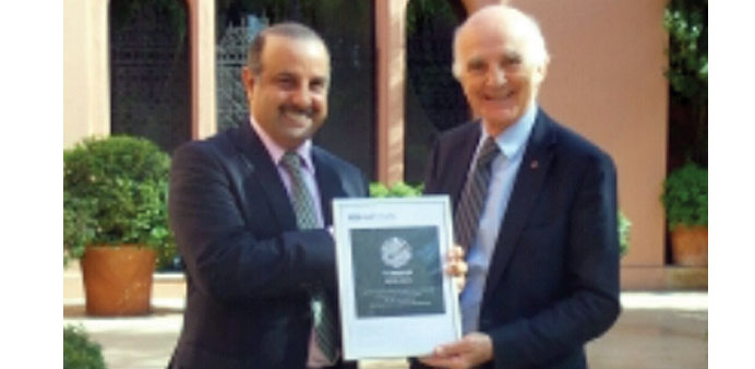 QMMF president Nasser Khalifa al-Attiyah (left) with FIA Institute president Gerard Saillant.