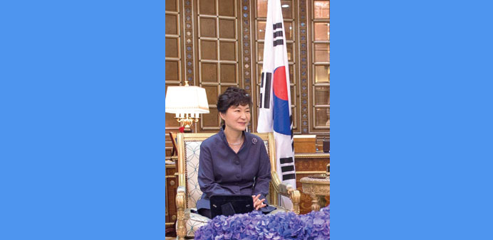 President Park Geun-hye: due in Doha tomorrow.
