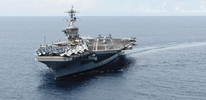 The aircraft carrier USS Theodore Roosevelt in the South China Sea.