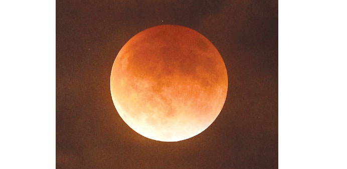 The 2015 blood moon is seen in Burbank California.