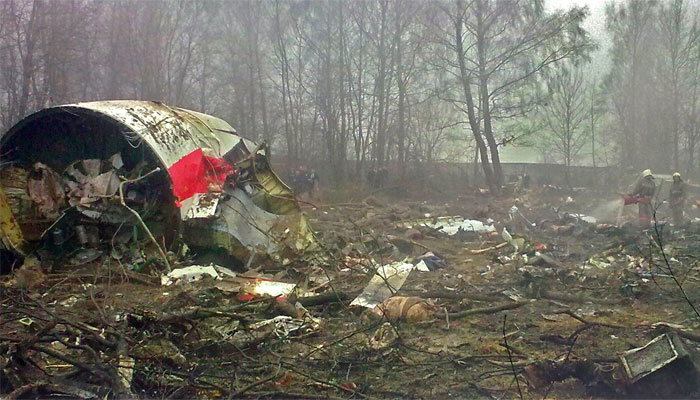 File picture of the debris of the Polish Air Force Tu-154 that crashed  in Smolensk, western Russia on 10 April 2010.