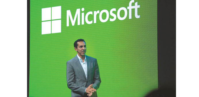 Yusuf Mehdi, vice president marketing and strategy for Microsoftu2019s Interactive Entertainment Business, speaks during the presentation of the Xbox One 