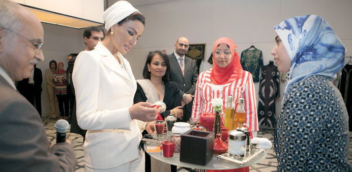 HH Sheikha Moza bint Nasser meets young Moroccans who have directly benefited from initiatives that Silatech has already successfully implemented with
