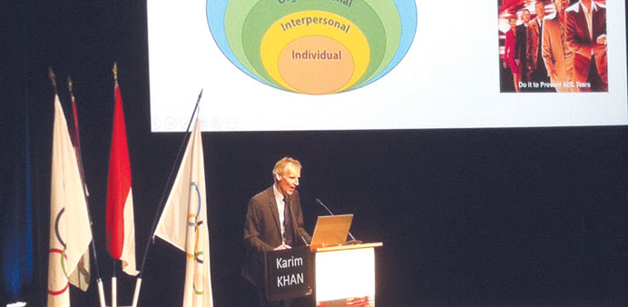 Prof Karim Khan addressing the conference in Monaco