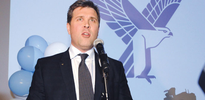 Icelandu2019s Independence Party chairman Bjarni Benediktsson speaks to party members in Reykjavik yesterday.