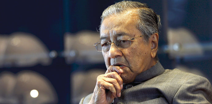 Malaysiau2019s former prime minister Mahathir Mohamed during an interview with Reuters at his office in Petronas Towers, Kuala Lumpur, yesterday.