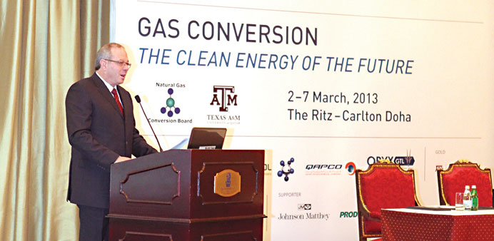 Louw speaking at the 10th Natural Gas Conversion Symposium in Doha.