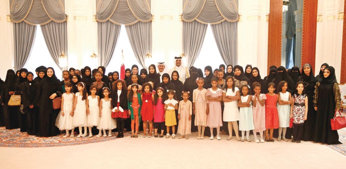 HH the Emir Sheikh Tamim bin Hamad al-Thani receiving well-wishers on the occasion of Eid al-Adha (Greater Bairam) at Al Wajba Palace yesterday.