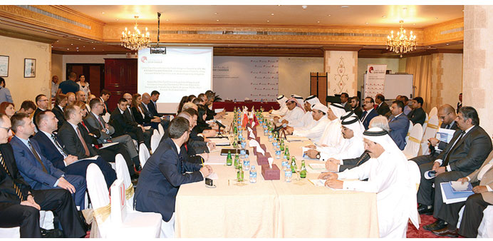Qatar Chamber officials holding a meeting with the Polish business delegation.