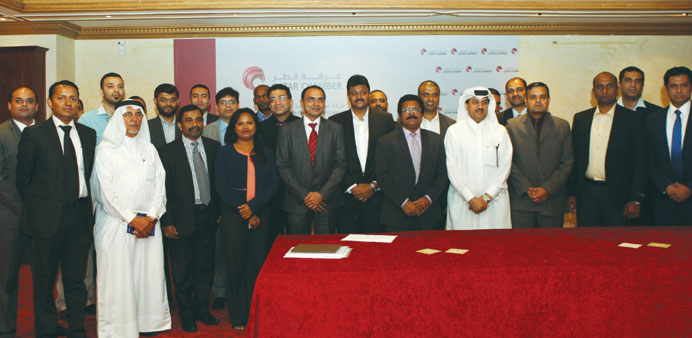 The members of the Nasscom delegation at a reception held at Qatar Chamber yesterday. 