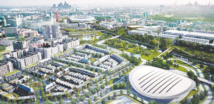A panoramic view of the Queen Elizabeth Olympic Park.